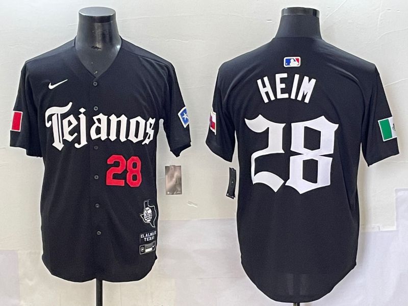 Men 2025 Texas Rangers #28 Heim Black Five generations Joint Name Nike MLB Jersey style 2->texas rangers->MLB Jersey